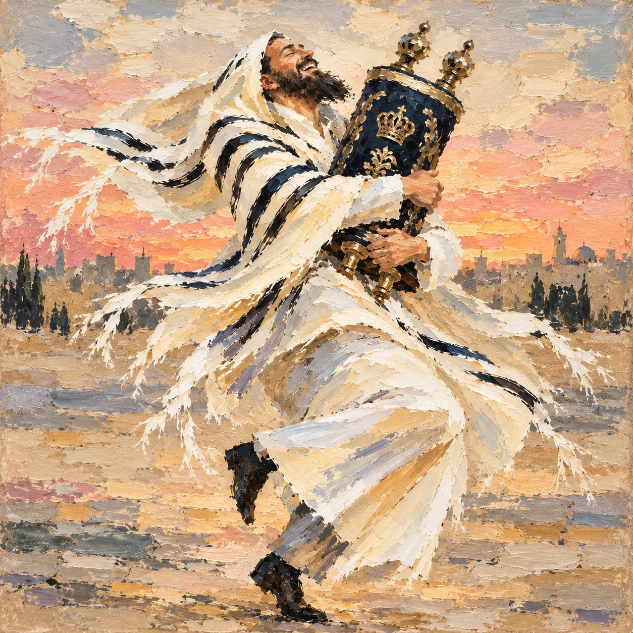 La danse de la Torah, crépuscule